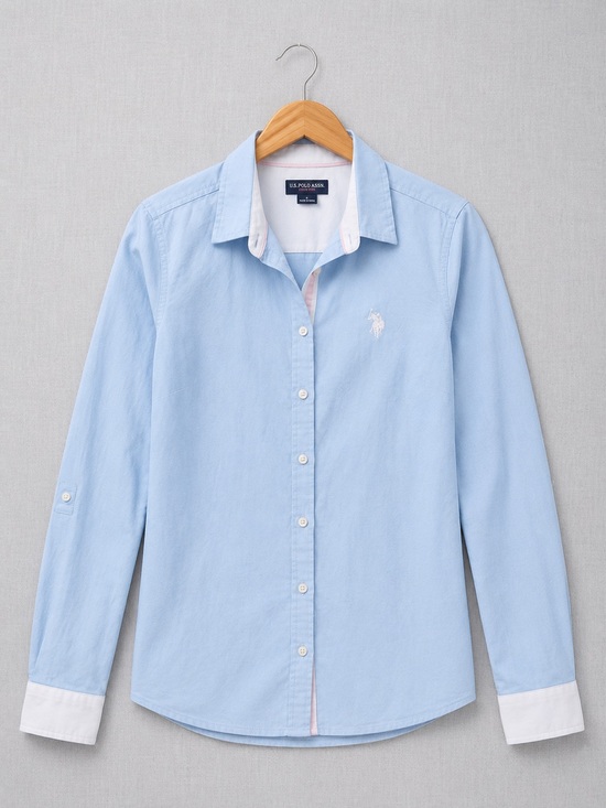 U.S. Polo Assn. Tops - U.S. Polo Assn. Light Blue Button-Down Shirt with White Cuffs
